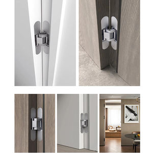Bisagra invisible para puerta, aleación de Zinc negro plateado, bisagra ajustable 3D, zhide, puertas interiores de madera, nudillo, pasador no observable - Product Image 2