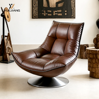 Fauteuil paresseux en cuir moderne en forme de coquille d'œuf, rotatif, fait main, utilisable pour se coucher et dormir, pour l'extérieur et la chambre