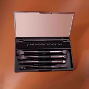 <span class=keywords><strong>Precio</strong></span> de fábrica Sombra de <span class=keywords><strong>ojos</strong></span> profesional Delineador de <span class=keywords><strong>ojos</strong></span> Juego de <span class=keywords><strong>brochas</strong></span> de maquillaje 4PCS Negro Doble cabeza Mango de aluminio Cepillos Espejo Labio Colorete - Product Image 3