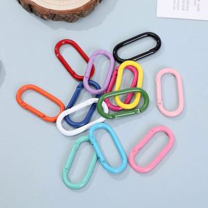 Wholesale High Quality Metal Keychain Oval <b>Ring</b> Spring Buckle DIY Accessories Colorful Carabiner Pendant for <b>Bag</b> Decor - Product Image 3