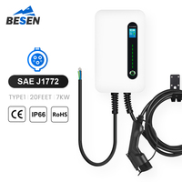 BESEN – chargeur de voiture électrique monophasé, 32a, 7kw, PILE de charge EV, IP66, avec prise de type 1