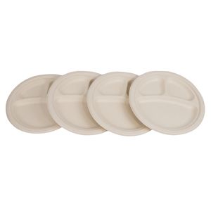 Venta al por mayor Biodegradable 9 "<span class=keywords><strong>3</strong></span> Compartimentos <span class=keywords><strong>Plato</strong></span> Vajilla Bandeja Redonda Caña de Azúcar Bagazo <span class=keywords><strong>Plato</strong></span> - Product Image 1