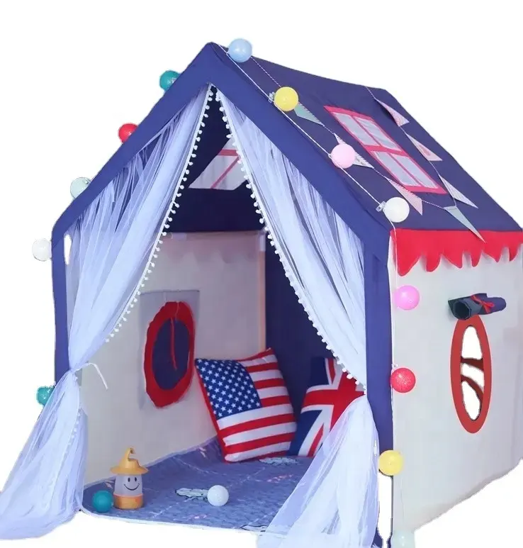 US Style Children Toddler 130cm Lovely Playhouse Indoor Teepee Kids Play Toy Tent for Boy and Girl