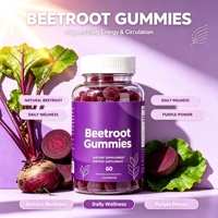 OEM Gummies Naturels de Betterave Soutient Énergie Circulation Santé Cardiaque Vegan 60 Gommes Complément Alimentaire