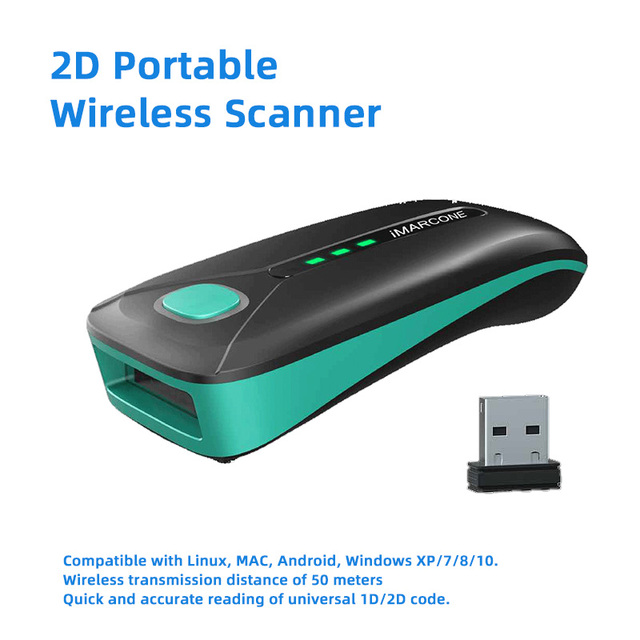 2D Wireless Portable Barcode Scanner 1500mAh Pocket-sized USB Interface in Stock for Supermarket and Retail Industry