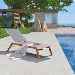 ขายร้อนกลางแจ้งไม้สักอลูมิเนียม Sun Lounge พร้อมเบาะทุกสภาพอากาศไม้สัก Chaise Lounge สําหรับโรงแรมรีสอร์ทโครงการ Sunbed - Product Image 1