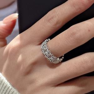 Anillo de Plata de Ley S925 de Estilo Antiguo Italiano con Incrustaciones de Circonita, Estilo Básico Moderno, Anillo Personalizado al por Mayor - Product Image 1