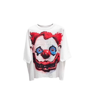 Camiseta de Hombre de Algodón 100% de Alto Gramaje, Oversize, Cuello Redondo, Estampado de Payaso, Estilo Urbano, Manga Corta, Gráfico Frontal - Product Image 1