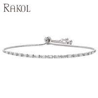 RAKOL BP5120 Minimaliste Nouvelle Arrivée Charme Bracelets Rectangle Zircon Réglable Chaîne Bracelet