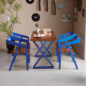 Juego de sillas de hierro para mesa de comedor de madera maciza de estilo industrial moderno para restaurante, Bar, Hotel, música, <span class=keywords><strong>Bistro</strong></span>, cafetería, barbacoa, <span class=keywords><strong>Bistro</strong></span> - Product Image 2