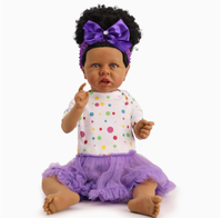 Afroamerikanische Reborn-Babypuppe, 22 Zoll (56 cm), dunkle Hautfarbe, weiches Vinyl, realistische Babypuppe, Geschenk für den Begleiter