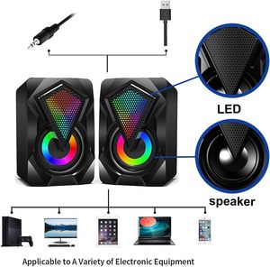 Đầy màu sắc LED mini Loa kỹ thuật số điện tử tiện ích <span class=keywords><strong>USB</strong></span> <span class=keywords><strong>2.0</strong></span> máy tính để bàn loa siêu trầm Máy Tính Xách Tay PC máy tính có dây RGB Loa - Product Image 6