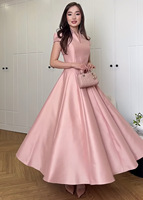 Robes d'été tendance pour femmes, élégantes et décontractées, col en V, manches courtes, coupe trapèze, en satin, pour fêtes et bureau