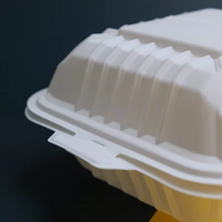 Boîte à hamburger jetable de qualité alimentaire 6 x 6 pouces, 1 compartiment, avec couvercle articulé, micro-ondable, réfrigérable, type clamshell, biodégradable, 16 oz
