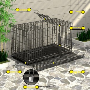 Ekstra Büyük Katlanabilir Demir Çerçeveli Paslanmaz Çelik Metal Plastik Tepsili Ev Tipi Tavuk Kafesi Kümes Hayvanları Köpek Kafesi Balkon Dış Mekan - Product Image 5