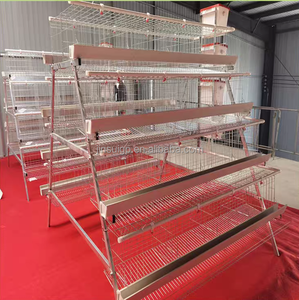Pondoir pour 5000-10000 poulets, type A, structure en H, 3 niveaux, 4 étages, cage à batterie avec échelle, cage à poules pondeuses galvanisée, système d'abreuvement et d'alimentation - Product Image 1