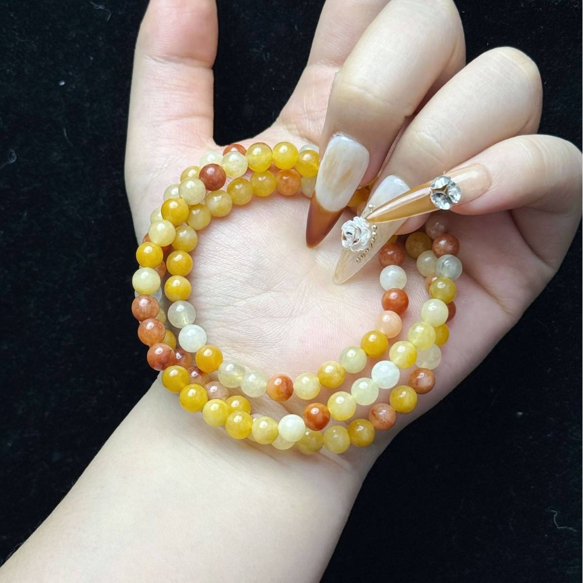 Gold silk jade-element three rings-6mm