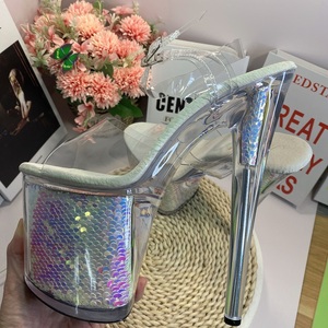 Sandals for Women and Ladies with Heels Transparent Crystal Ladies 15CM 17CM 20cm Peep Toe Platform <b>Shoes</b> Sexy Women High Heels - Product Image 4