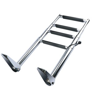 Stainless Steel <b>Folding</b> <b>Ladder</b> 6FT 4 <b>Steps</b> Manual Lock Boat Deck Access Marine Use - Product Image 3