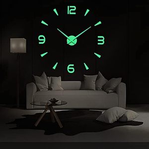 Horloge murale lumineuse 3D en acrylique grand format avec affichage à aiguilles et motif nature morte pour la décoration de salon et de maison (vente en gros) - Product Image 1