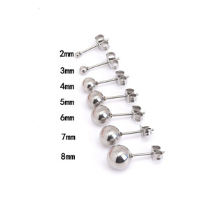 Gold Plated Stainless Steel Ear <b>Stud</b> Round Titanium Peas Ball Bead <b>Earrings</b> rainbow 2-8mm Stainless Steel Ball <b>Stud</b> <b>Earrings</b> - Product Image 3