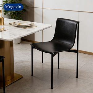 Modern Italian Luxury Leather Dining <b>Chair</b> with <b>Black</b> Metal Frame-Super Comfortable Durable Design for Home Office & School Use - Product Image 1