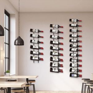 Étagère murale en métal noir pour le rangement du vin et du champagne, support mural pour le vin et le champagne, étagère pour bar à domicile - Product Image 3