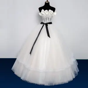 2023 Großhandel Robe Blanche Mariage Zivil Vestido Novia Princesa Zivil Hochzeit weißes Kleid billig Amanda Novias Brautkleid