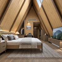Villa moderne de luxe en A-frame à faible hauteur : Maison triangulaire isolée, modulaire et préfabriquée pour appartements ou cabanes préfabriquées