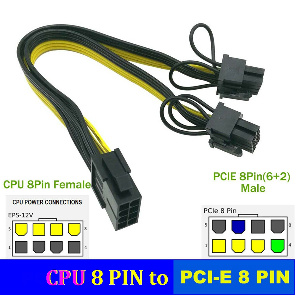Adattatore Splitter Alimentazione CPU 8 Pin Femmina A Doppio PCIe 8 Pin (4+4) Maschio - Cavo 22.9 Cm 18AWG Per Scheda Madre Con Doppio Connettore CPU EPS 12V