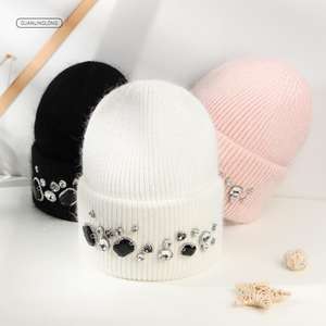 หมวกถักนิตติ้งหนาอบอุ่นของผู้หญิงเพชรสดใสฤดูใบไม้ร่วงและฤดูหนาว - Product Image 2