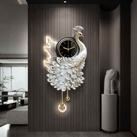 Horloge murale moderne, peinture décorative murale pour fond TV, nouvelle peinture murale 3D effet paon 2026 pour salon