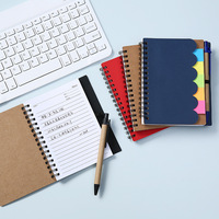 Bloc-notes en papier à reliure spirale publicitaire en gros avec impression de logo personnalisé, notes adhésives, boîte cadeau en PET colorée