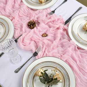 Pink Cheesecloth <strong>Table</strong> <strong>Runner</strong> Sage Green Boho Dining Wedding Party Event Decoration Cheese Cloth Fabric <strong>Table</strong> <strong>Runner</strong> - Product Image 2