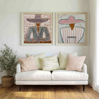 Art mural moderne, peinture à l'huile réaliste sur toile, cowboy western, peinte à la main, 2 ensembles pour hommes et femmes, portraits de couple décoratifs