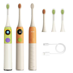 2025 nuevo mejor pantalla LCD recargable temporizador inteligente Sensor de presión IPX7 silicona niños cepillo de dientes eléctrico sónico - Product Image 1