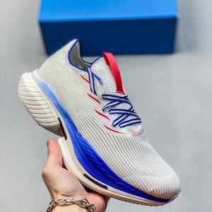 <b>White</b> and Blue Cloth Running <b>Shoes</b> Breathable Mesh Lining Upper with Shock Absorbing Midsole for Unisex Daily Wear - Product Image 2