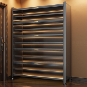 Zapatero moderno de acero con diseño antipolvo, almacenamiento multicapa para entrada de casa, balcón, organizador de gran capacidad - Product Image 3