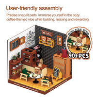 Kit de construction de maison de café miniature DIY, ensemble de blocs de construction, puzzle 3D avec outils de café détaillés, décoration de bureau créative, cadeau pour les amateurs