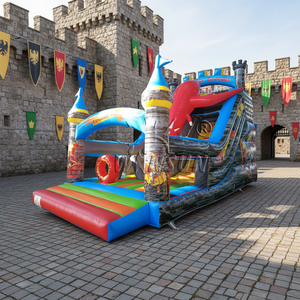 WINSUN Tobogán Acuático Inflable Comercial con Temática de Castillo de Caballeros y Área de Brinco para Fiestas Infantiles y Eventos al Aire Libre - Product Image 1