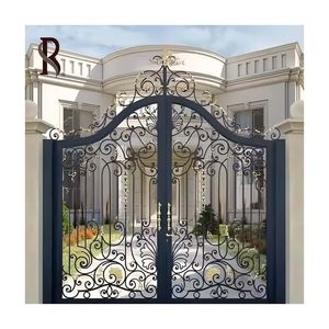 Rising OEM Professional Custom Iron Gate Design Puerta forjada de hierro negro decorativa de América con el mejor precio - Product Image 1