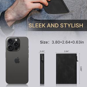 ที่ใส่บัตรหนังแท้แบบมินิมอลแบบบางมีช่องใส่<span class=keywords><strong>เงิน</strong></span>อลูมิเนียม RFID ปิดกั้นป็อปอัพคาร์บอนไฟเบอร์สำหรับผู้ชาย - Product Image 6