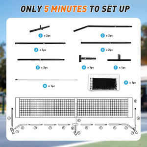 Pickleball <span class=keywords><strong>Net</strong></span>-Red portátil para entrada, juego portátil de 22 pies con Red, Red de bola de pepinillo para patio trasero de cancha interior al aire libre - Product Image 3