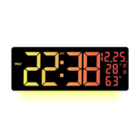 Nouvelle horloge murale LED transfrontalière colorée, horloge murale RGB à changement de couleur pour salon avec fonction d'alarme multifonction, grande taille