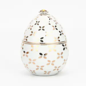 C037 Bougeoirs en porcelaine de luxe 5.3 pouces en forme d'œuf Bougeoirs de mariage blancs bocaux en céramique avec couvercles