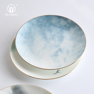 Bán Buôn Decal In Cao Cấp Sang Trọng Xương Trung Quốc Tấm <span class=keywords><strong>Dinner</strong></span> <span class=keywords><strong>Set</strong></span> Với Golden Rim - Product Image 5