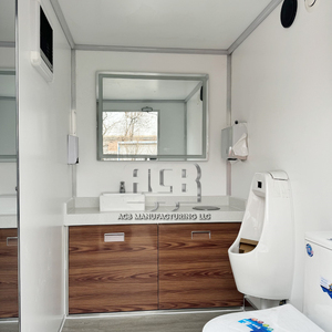 Remolques de baño portátiles de lujo Inodoro móvil de baño pequeño de 2 habitaciones para uso en exteriores Material de acero disponible para la venta - Product Image 4