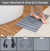 Tapis de bain en diatomite FIGOO - Antidérapant, absorbant rapidement, pliable, enroulable pour salle de bain, cuisine, baignoire
