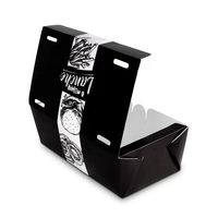 Logotipo de impresión personalizado negro de calidad alimentaria reciclable pollo patatas fritas caja de buñuelos frito Gyoza caja de embalaje