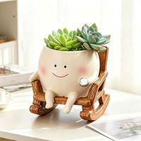 Pot de fleurs créatif en forme de chaise à bascule avec visage souriant, jardinière mignonne pour plantes succulentes, pour balcon, intérieur, cour, haute valeur esthétique